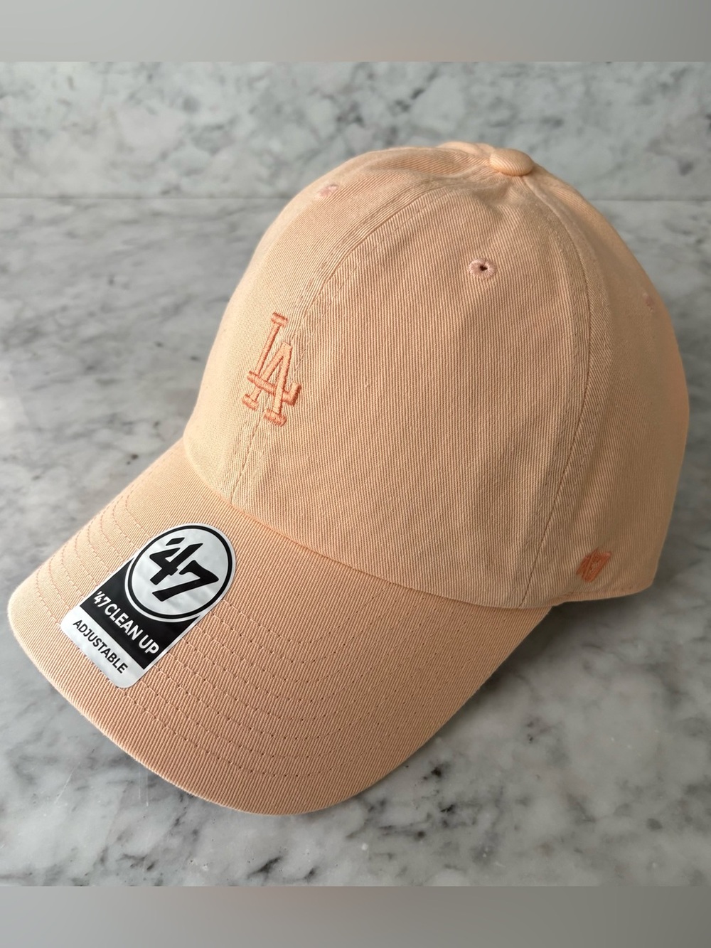 47 Brand Clean Up Adjustable Strap MLB Hat LA Los Angeles Dodgers Apricot/Peach
